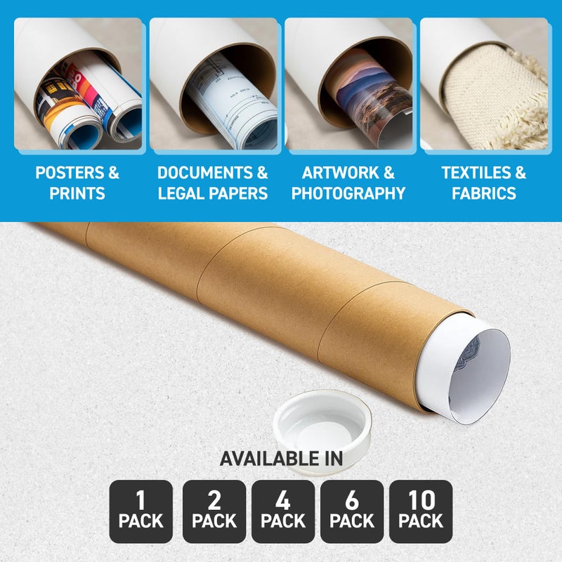 MagicWater Supply Mailing Tube - 1.5 in x 24 in - Kraft - 6 Pack - for Shipping and Storage of Posters, Arts, Crafts, and Documents - Image 4